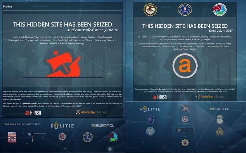 Dark web marketplaces AlphaBay and Hansa are shut down in a global crackdown