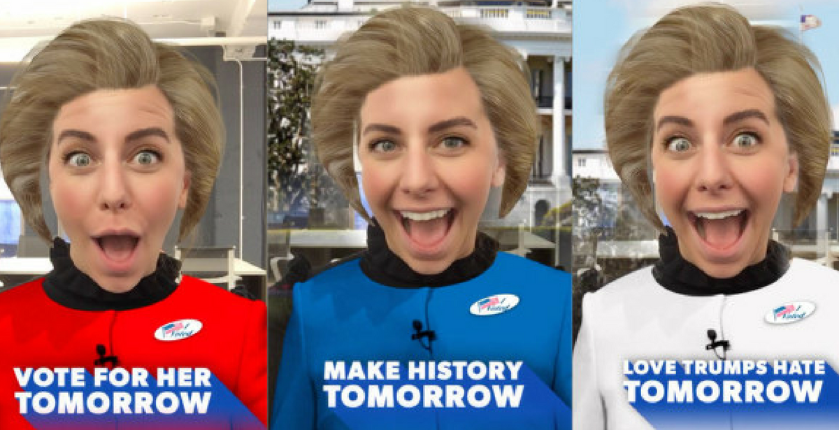 Hillary Clinton makes history as she gets her own Snapchat Lens ahead of polling day
